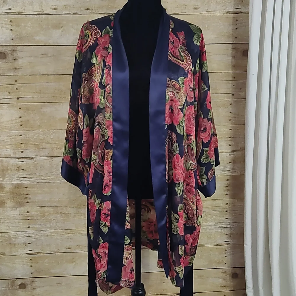 Vintage Victoria's Secret Gold Label Sheer Floral & Paisley Robe